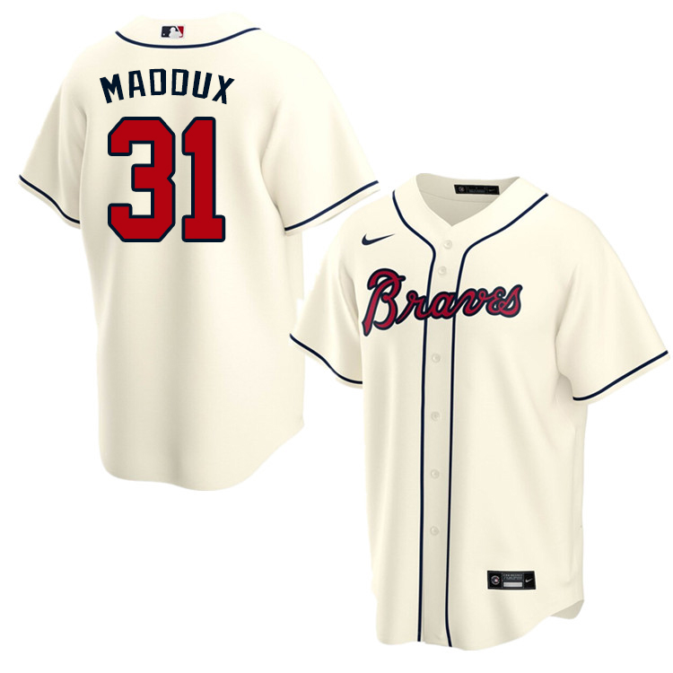 Nike Men #31 Greg Maddux Atlanta Braves Baseball Jerseys Sale-Cream